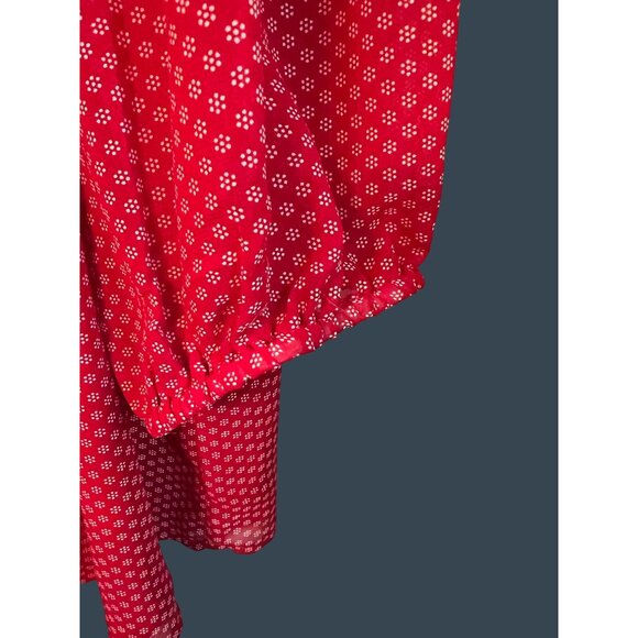 Papermoon Orange Red Polka Dot Button Down Blouse 3X Polyester Lined Ruching - Picture 6 of 12